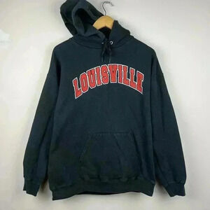 90s Louisville University Classic Hoodie - Vintage Lightweight Black Sweatshirt
